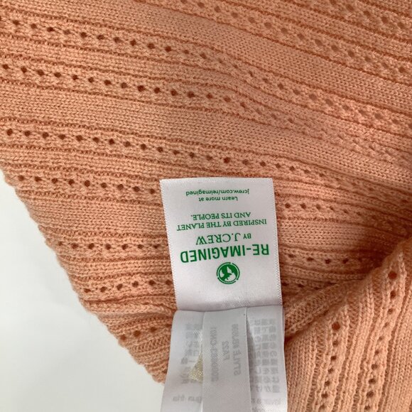 J.Crew Cropped Sweater 2X Peach Scalloped Neckline Long Sleeve 100% Merino Wool - Picture 7 of 7